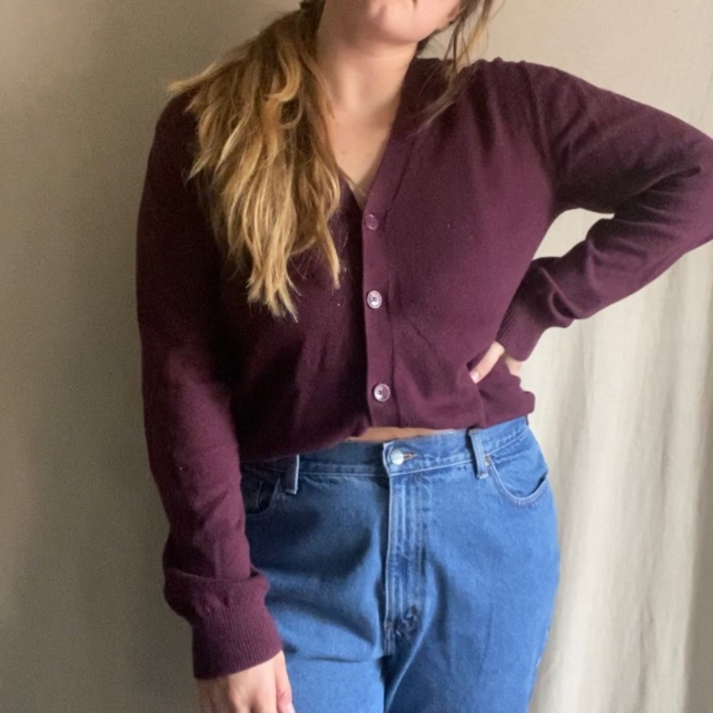Maroon Button Down Cardigan/Shirt